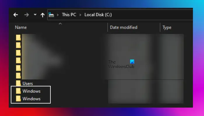 Hai thư mục Windows trong ổ C;  Tôi làm gì?
