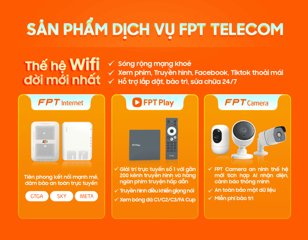 SẢN PHẨM/ DỊCH VỤ LẮP ĐẶT CỦA FPT TELECOM